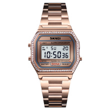 SKMEI 1474 moda reloj de oro rosa para mujer Digital 3 atm reloj de pulsera deportivo impermeable al agua relojes de mujer reloj